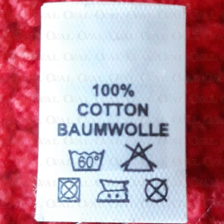 Label raw material composition, washing instructions COTTON 2775