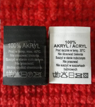 Wszywka skład surowcowy,przepis prania AKRYL  2776