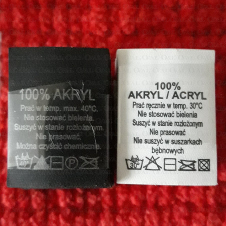 Label raw material composition, washing instructions ACRYLIC 2776