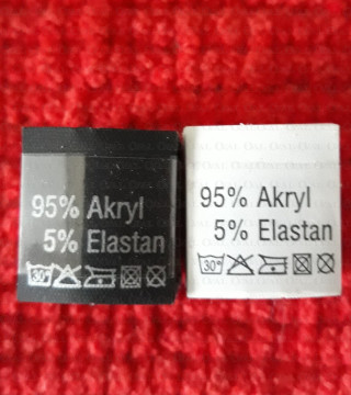 Wszywka skład surowcowy,przepis prania AKRYL  2777