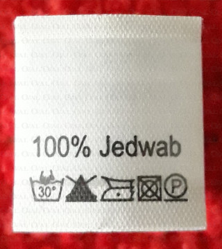 Label raw material composition, washing instructions SILK 2784