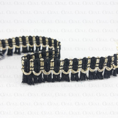 Taśma ozdobna frędzelki 15mm/1y lub 25y  czerń  2930