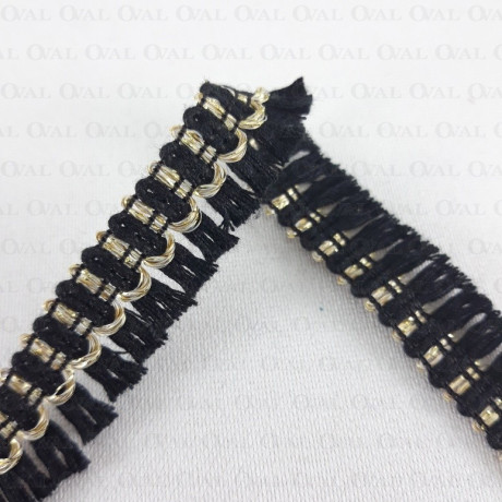 Decorative tape with black tassels 15mm/1y or 25y 2930