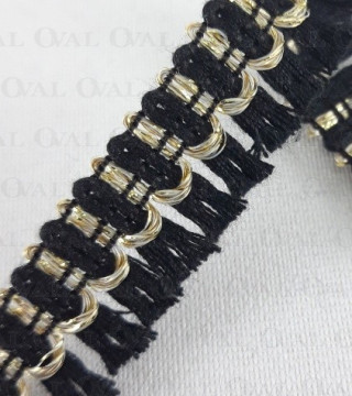 Decorative tape with black tassels 15mm/1y or 25y 2930