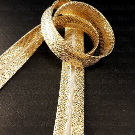 Gold and silver bias binding pressed 15mm/1m 2965