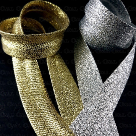 Gold and silver bias binding pressed 15mm/1m 2965