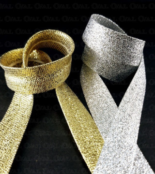 Gold and silver bias binding pressed 15mm/1m 2965