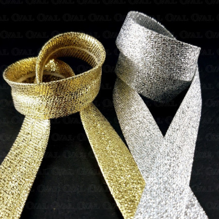 Gold and silver bias binding pressed 15mm/1m 2965