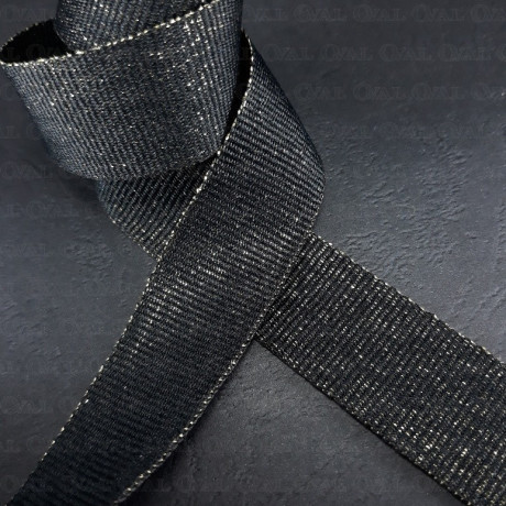 Grosgrain ribbon 20 mm /1 m with gold or silver thread no. 2103