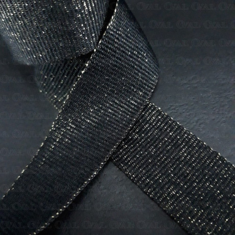 Grosgrain ribbon 20 mm /1 m with gold or silver thread no. 2103