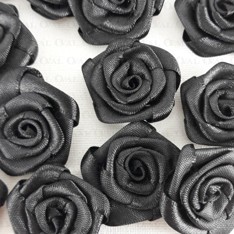 Satin Rose 30mm/10 or 200 pcs black 242