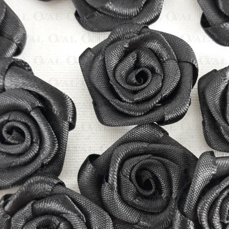 Satin Rose 30mm/10 or 200 pcs black 242