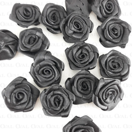 Satin Rose 30mm/10 or 200 pcs black 242