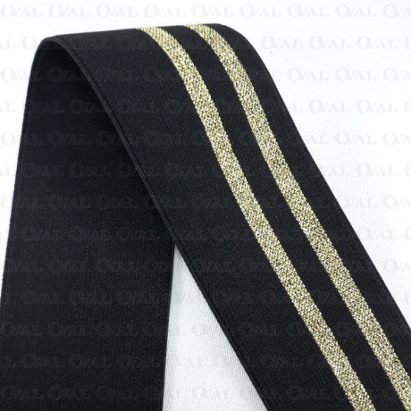 Decorative black and gold elastic 50mm/1m 3012