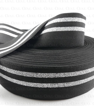 Decorative black-silver elastic 50mm/1m 3013
