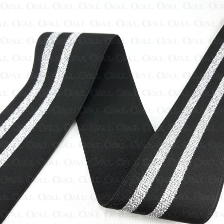 Decorative black-silver elastic 50mm/1m 3013