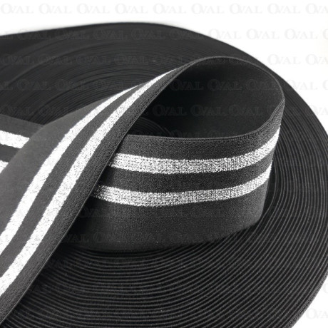 Decorative black-silver elastic 50mm/1m 3013