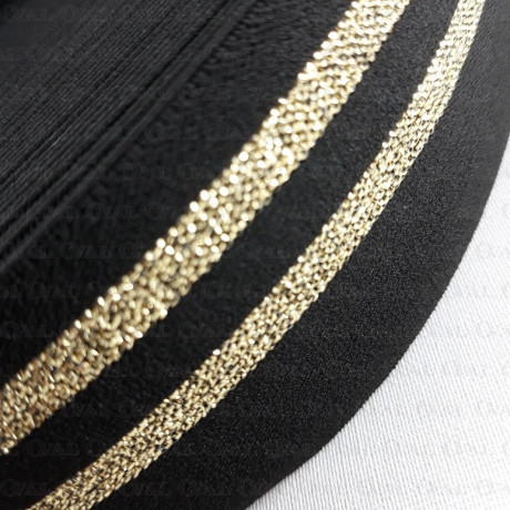 Decorative black and gold elastic 50mm/1m 3012