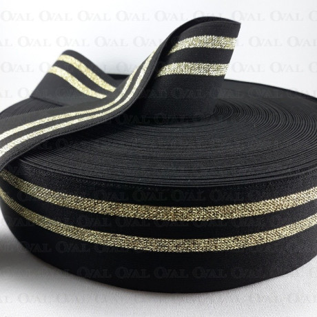 Decorative black and gold elastic 50mm/1m 3012