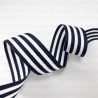 Decorative white and navy blue ribbon 25 mm/1 m no. 2106