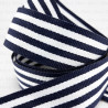 Decorative white and navy blue ribbon 25 mm/1 m no. 2106