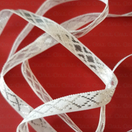 Decorative white and silver ribbon 10mm/25m 161
