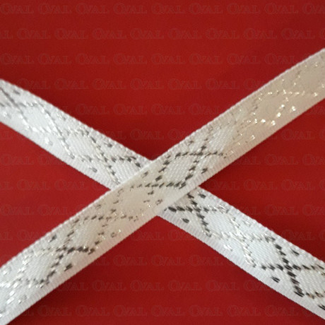 Decorative white and silver ribbon 10mm/25m 161