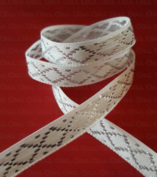 Taśma ozdobna biało srebrna  10mm/25m  161
