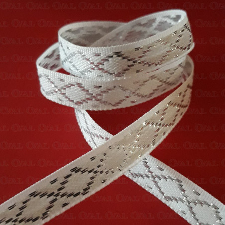Decorative white and silver ribbon 10mm/25m 161