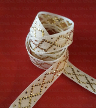 Taśma ozdobna biało złota  10mm/25m  197