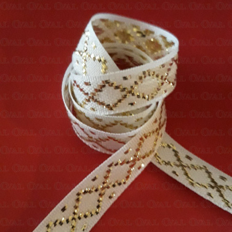 Decorative white and gold ribbon 10mm/25m 197