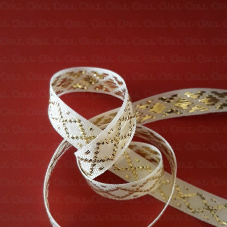 Taśma ozdobna biało złota  10mm/25m  197