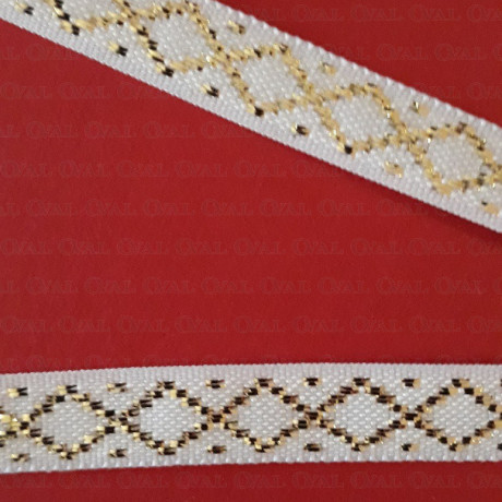 Taśma ozdobna biało złota  10mm/25m  197