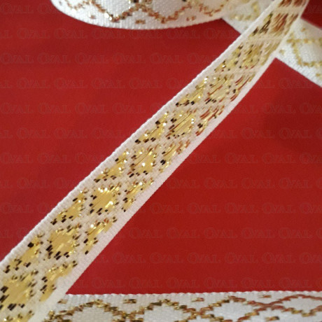 Decorative white and gold ribbon 10mm/25m 197
