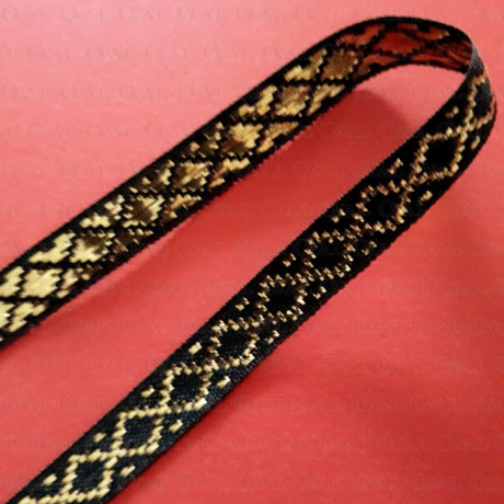 Decorative black and gold ribbon 10mm/25m 247