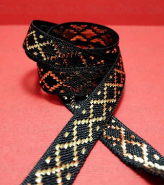 Decorative black and gold ribbon 10mm/25m 247