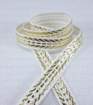 Decorative white and gold tape 10mm/50m 1807