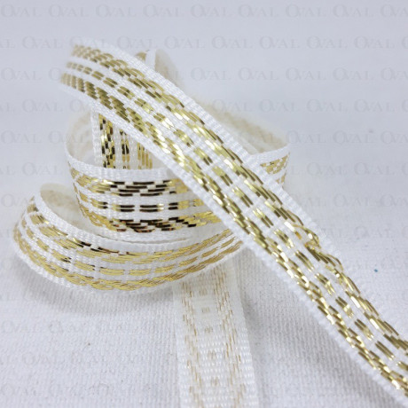 Decorative white and gold tape 10mm/50m 1807