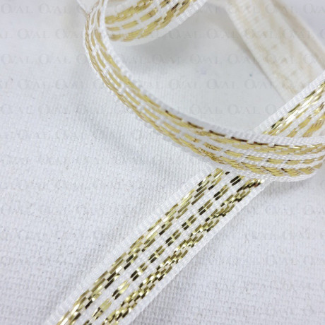 Decorative white and gold tape 10mm/50m 1807