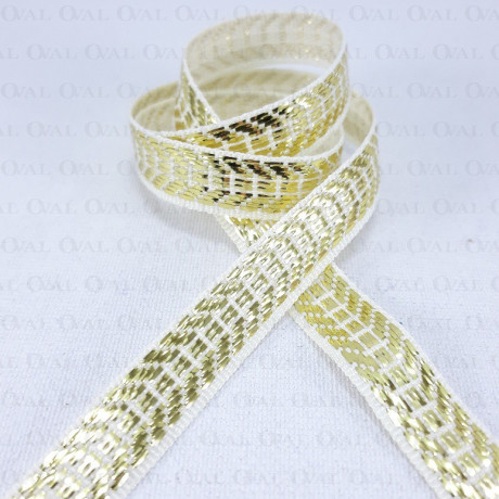 Decorative ecru tape with gold 9mm/1m 1757