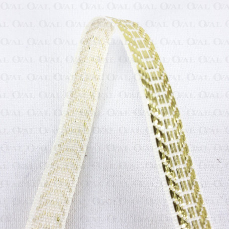 Decorative ecru tape with gold 9mm/1m 1757