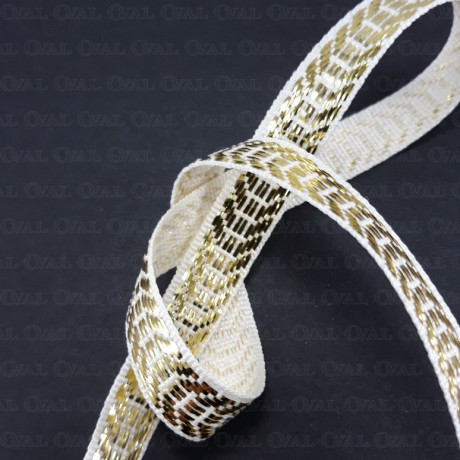 Decorative ecru tape with gold 9mm/1m 1757