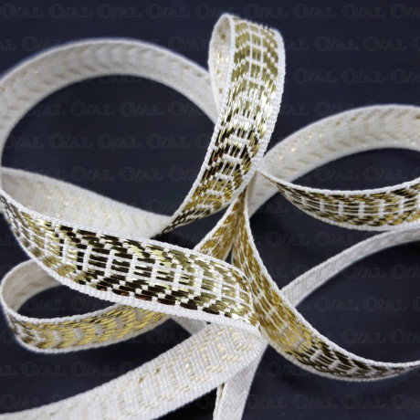 Decorative ecru tape with gold 9mm/1m 1757