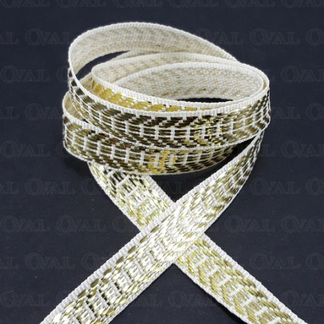 Decorative ecru tape with gold 9mm/1m 1757
