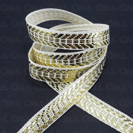 Decorative ecru tape with gold 9mm/1m 1757
