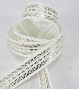 Taśma ozdobna biało złota  9mm/1m 2359