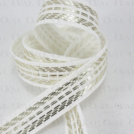 Taśma ozdobna biało złota  9mm/1m 2359