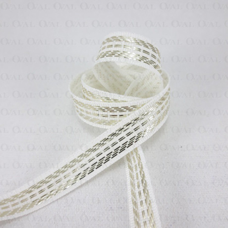 Taśma ozdobna biało złota  9mm/1m 2359