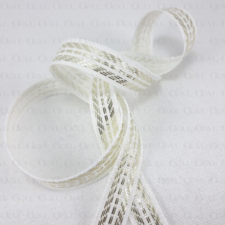 Taśma ozdobna biało złota  9mm/1m 2359