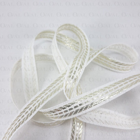 Taśma ozdobna biało złota  9mm/1m 2359